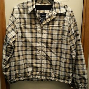 Plaid, lightweight, lined, zip front jacket
